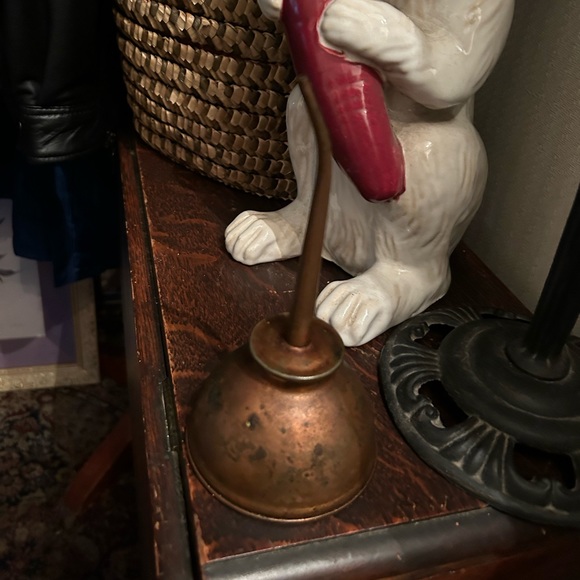 Vintage Copper Oil Can With Angled Spout & Thumb Pump - Picture 2 of 6